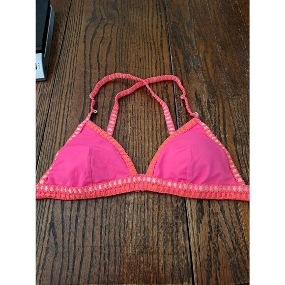 Large Victoria Secret Knit Ribbon Criss Cross Strap Push Up Bikini Swim Top - Picture 1 of 5